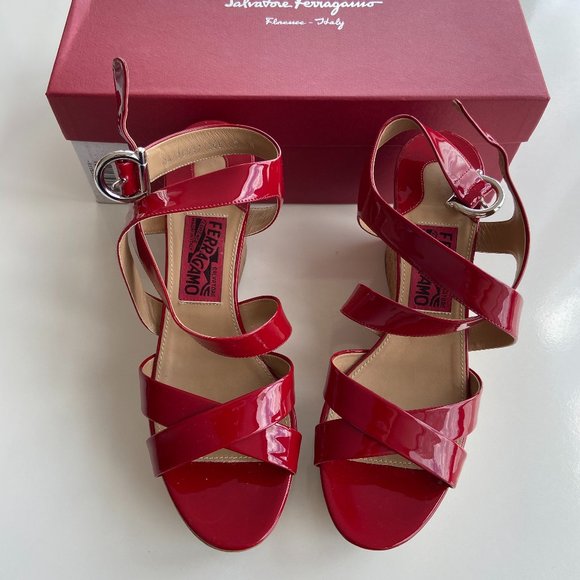 Salvatore Ferragamo Shoes - Salvatore Ferragamo Women Persy Wedges Sandals 9B